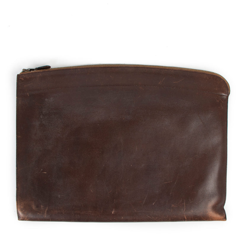 Delvaux Bruin Leren Laptophoes