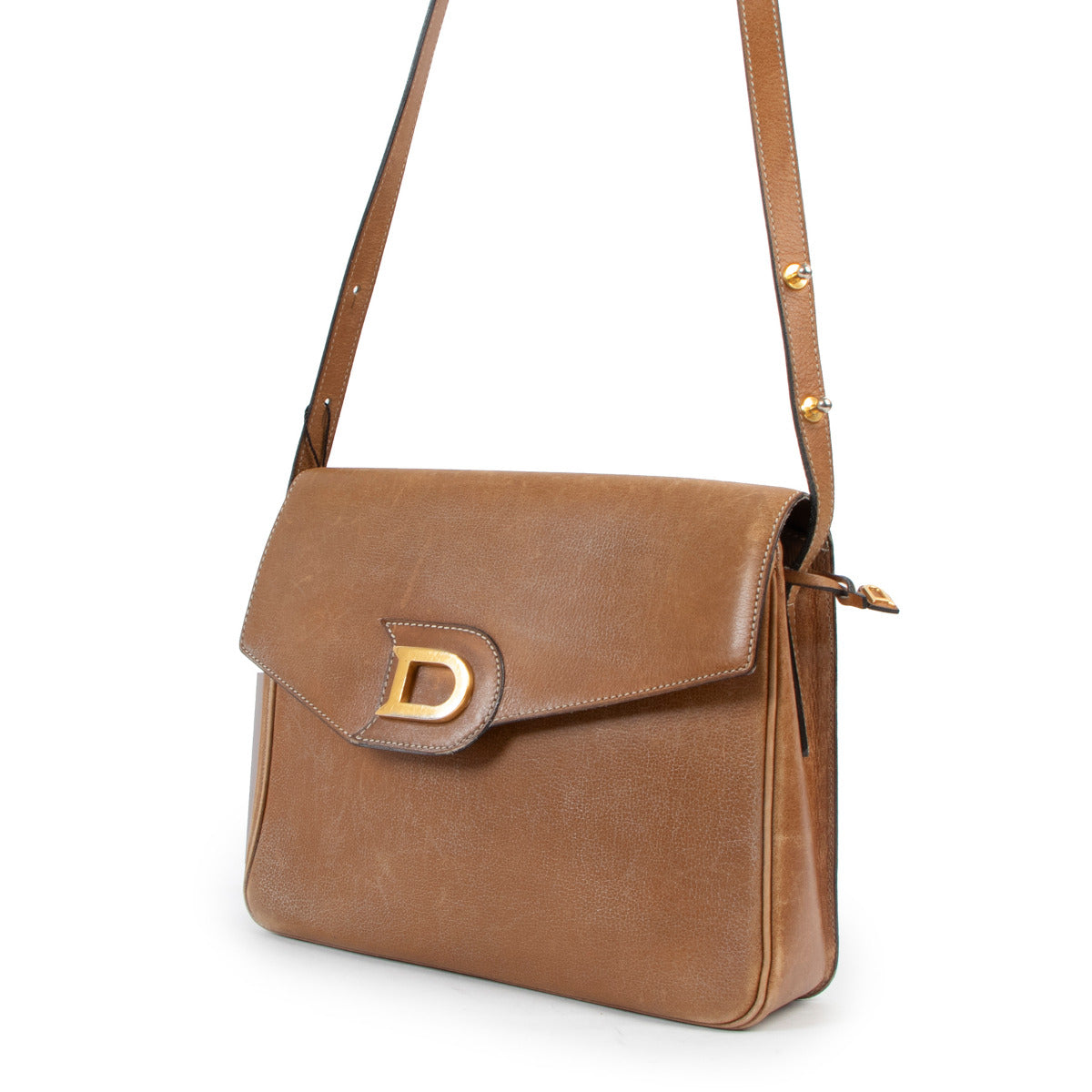 Delvaux Cognac Grained Leather Crossbody