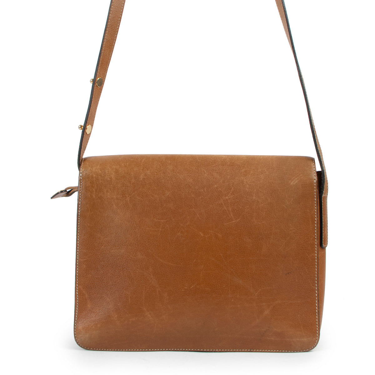 Delvaux Cognac Grained Leather Crossbody
