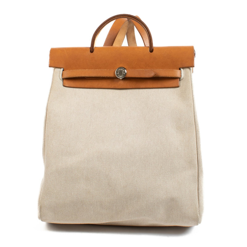buy 100% authentic pre loved Hermès Beige Canvas Herbag Backpack PHW on Labellov.com
