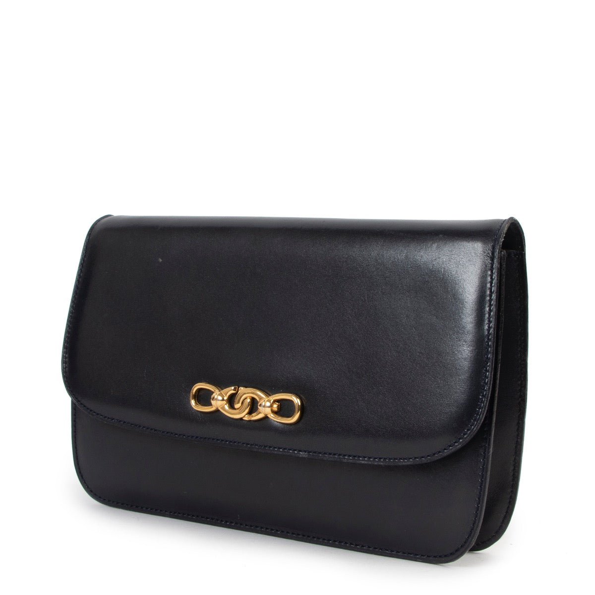Shop safe online at Labellov in Antwerp this 100% authentic second hand Celine Blue Smooth Leather Vintage Clutch