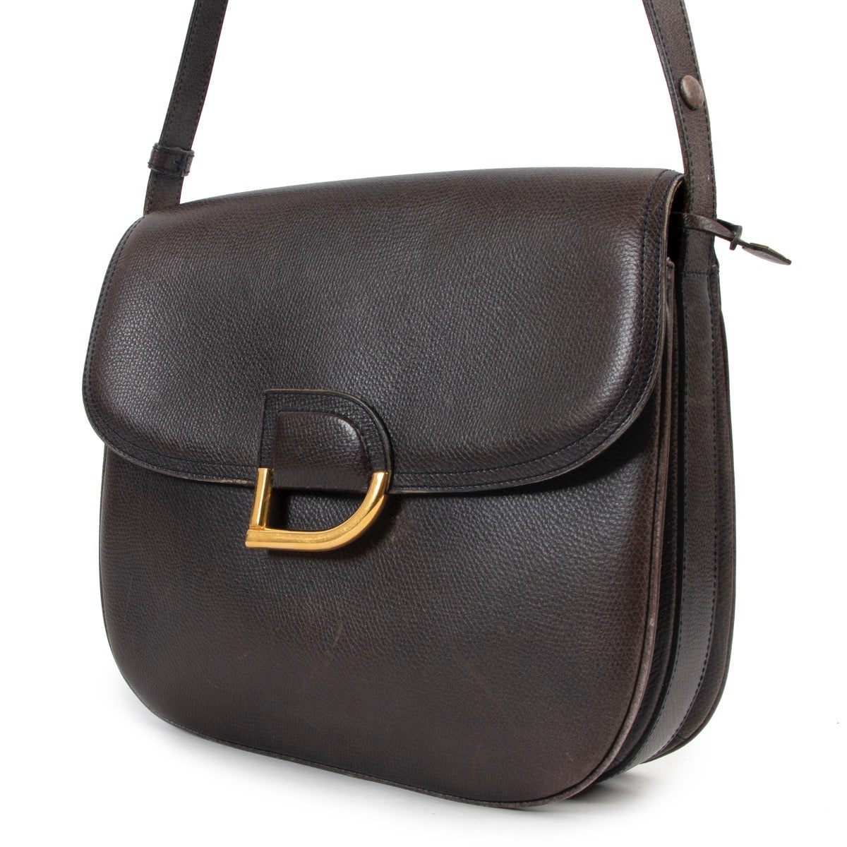 Shop safe online at Labellov in Antwerp this 100% authentic second hand Delvaux Navy Blue Shoulder Bag