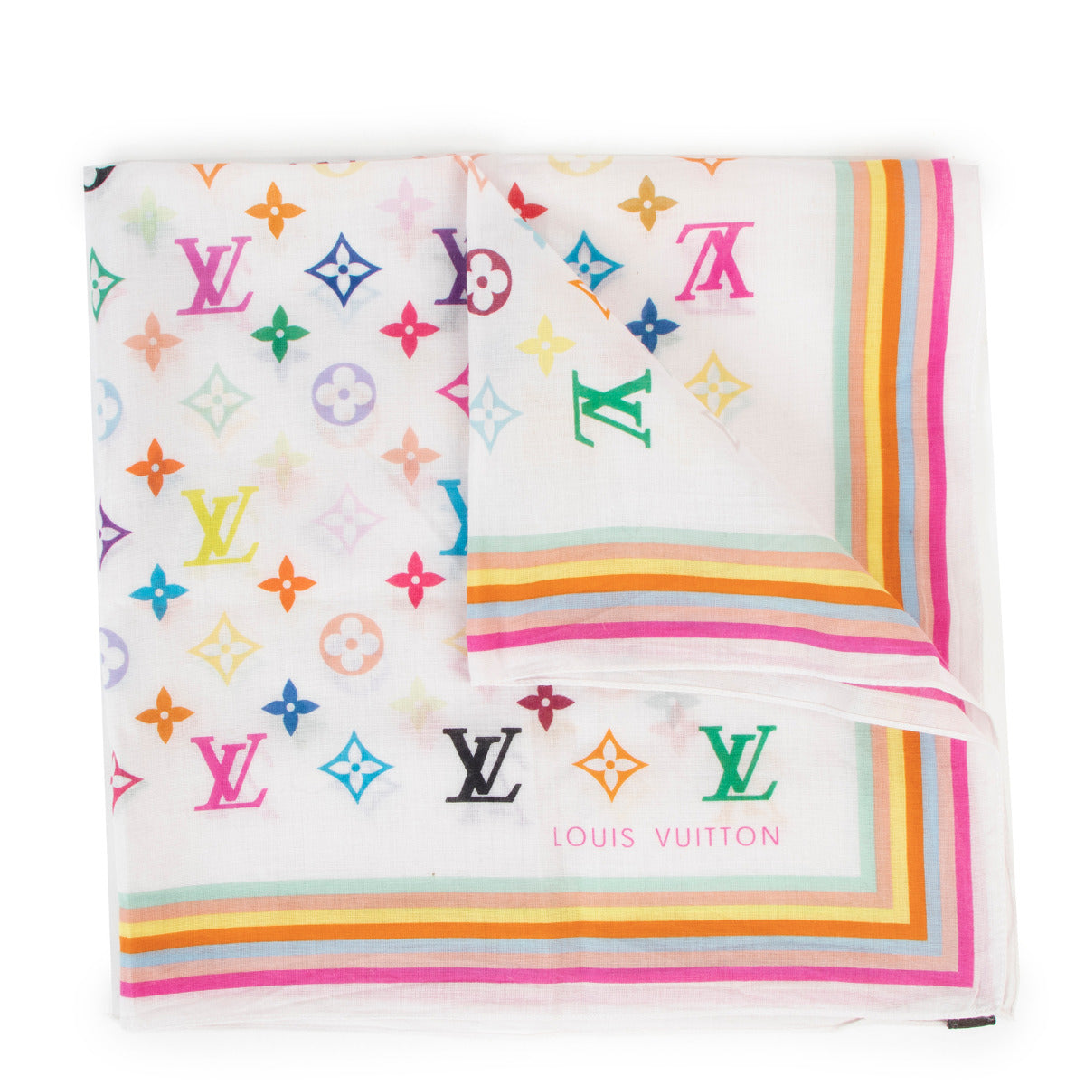 Louis Vuitton Takashi Murakami Monogram Multicolore Cotton Scarf