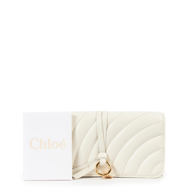 Chloé White Alphabet Quilted Leather Wallet
