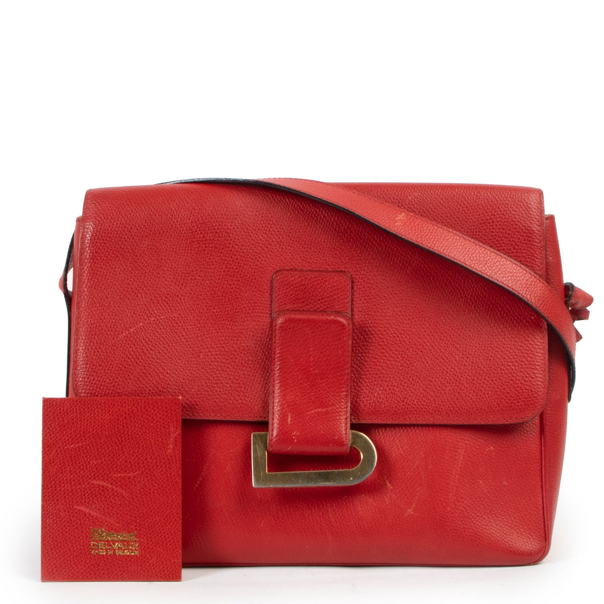 Shop now for your pre-loved, 100% authentic Delvaux Red Poirier Jumping Leather Crossbody Bag at Labellov.