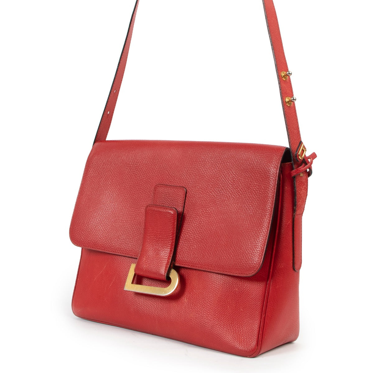 Shop now for your pre-loved, 100% authentic Delvaux Red Poirier Jumping Leather Crossbody Bag at Labellov.