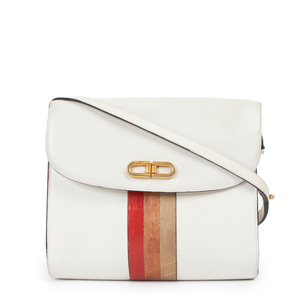 Shop safe online at Labellov in Antwerp this 100% authentic second hand Delvaux White Leather Crossbody