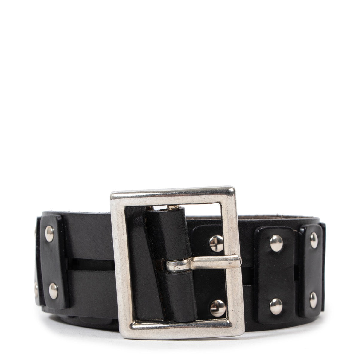Shop safe online at Labellov in Antwerp this 100% authentic second hand Ann Demeulemeester Black Leather Studs Belt - size L