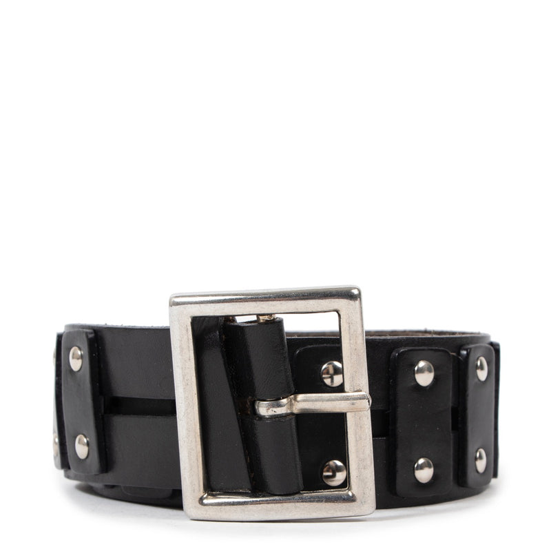 Shop safe online at Labellov in Antwerp this 100% authentic second hand Ann Demeulemeester Black Leather Studs Belt - size L