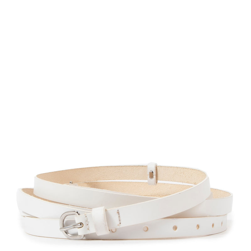 Shop safe online at Labellov in Antwerp this 100% authentic second hand Ann Meulemeester White Leather Bobbie Multiple Tour Belt