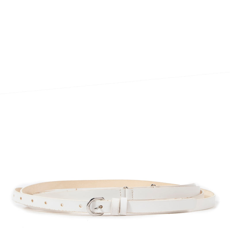 Shop safe online at Labellov in Antwerp this 100% authentic second hand Ann Meulemeester White Leather Bobbie Multiple Tour Belt