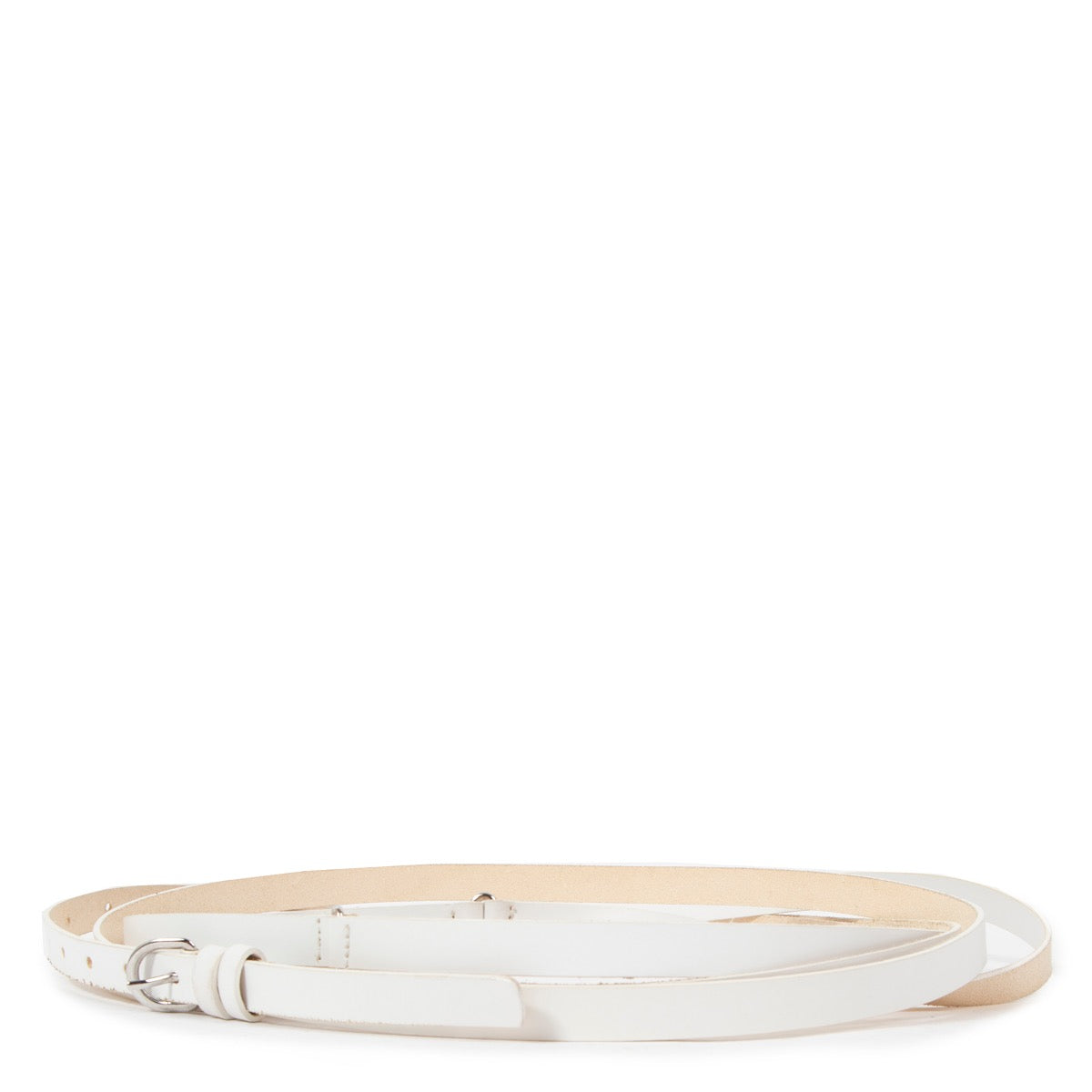 Shop safe online at Labellov in Antwerp this 100% authentic second hand Ann Meulemeester White Leather Bobbie Multiple Tour Belt