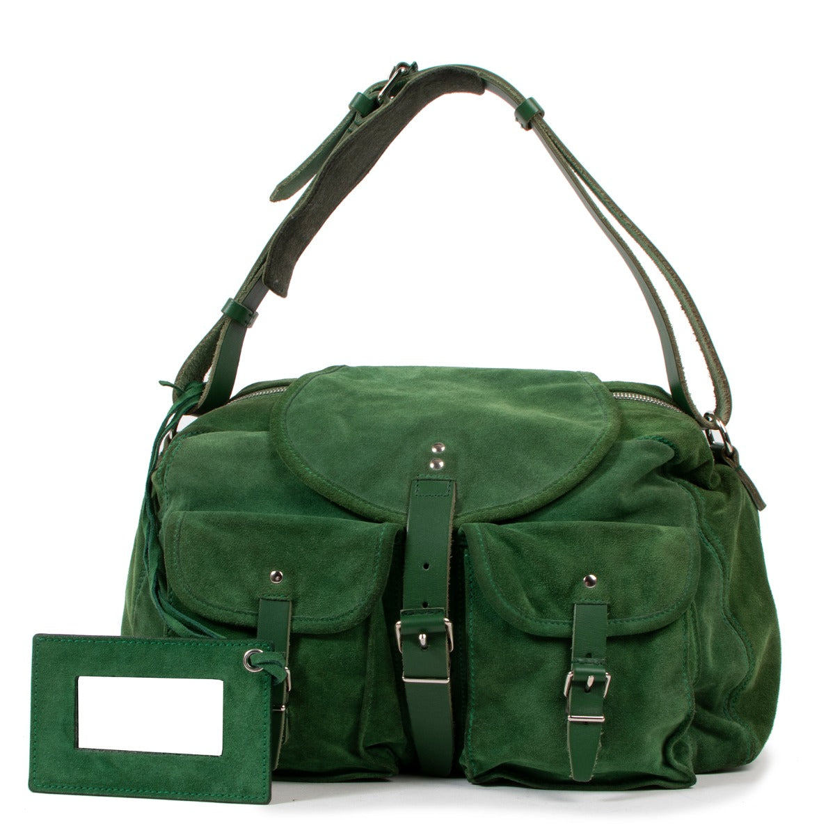 Balenciaga Green Suede Shoulder Bag