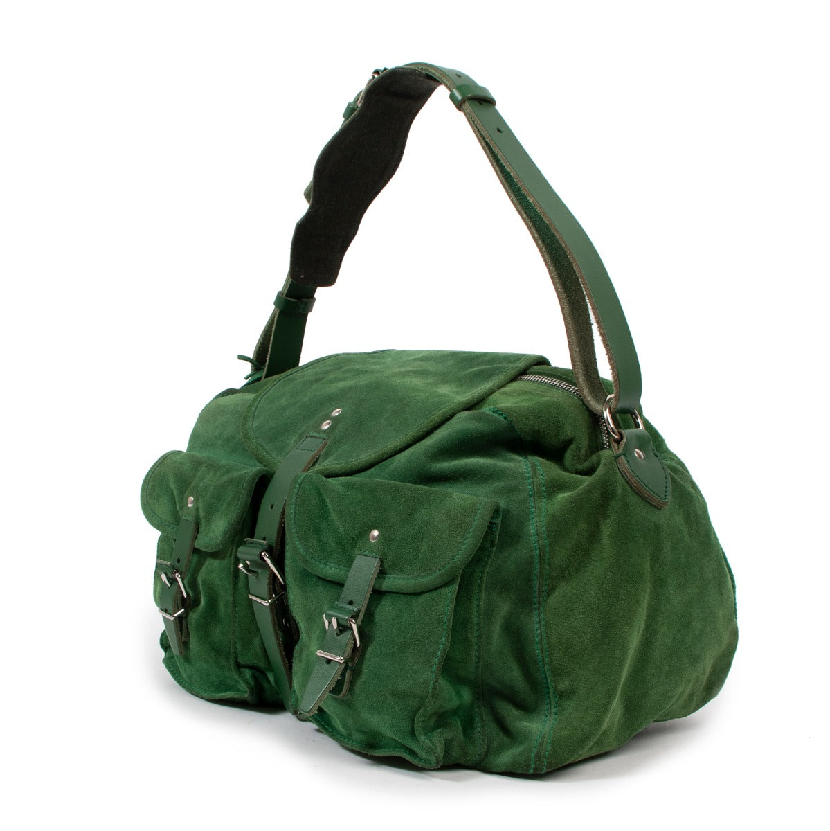 Balenciaga Green Suede Shoulder Bag