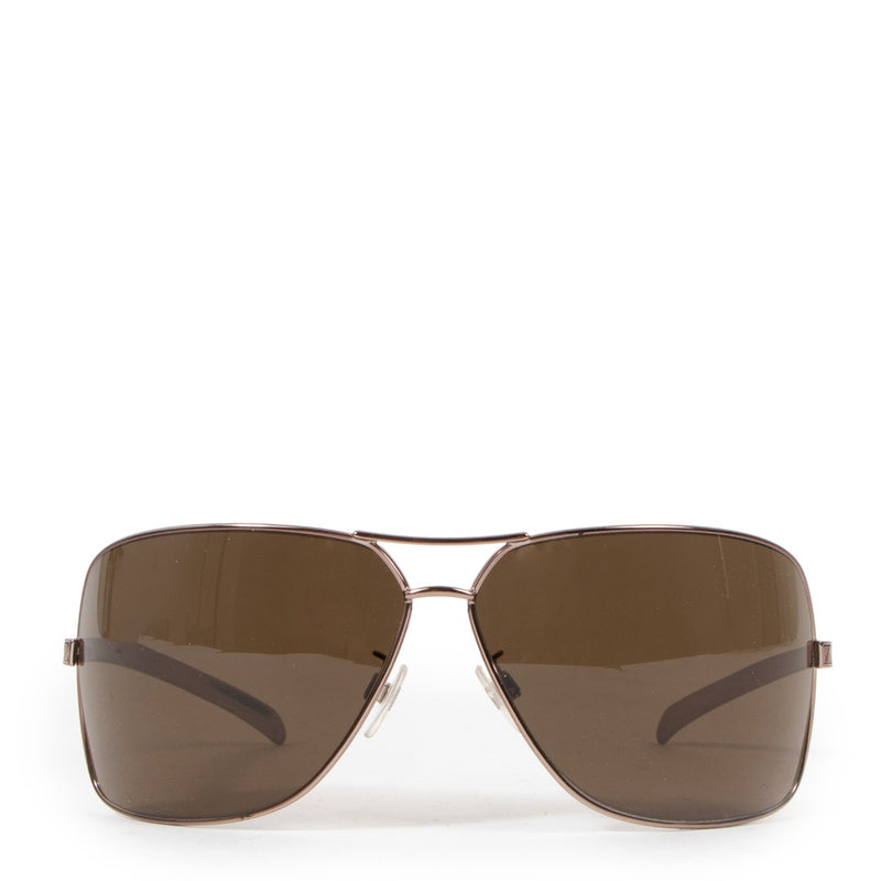 Chanel 4141-Q Metal Frame Lizard Skin Aviator Sunglasses