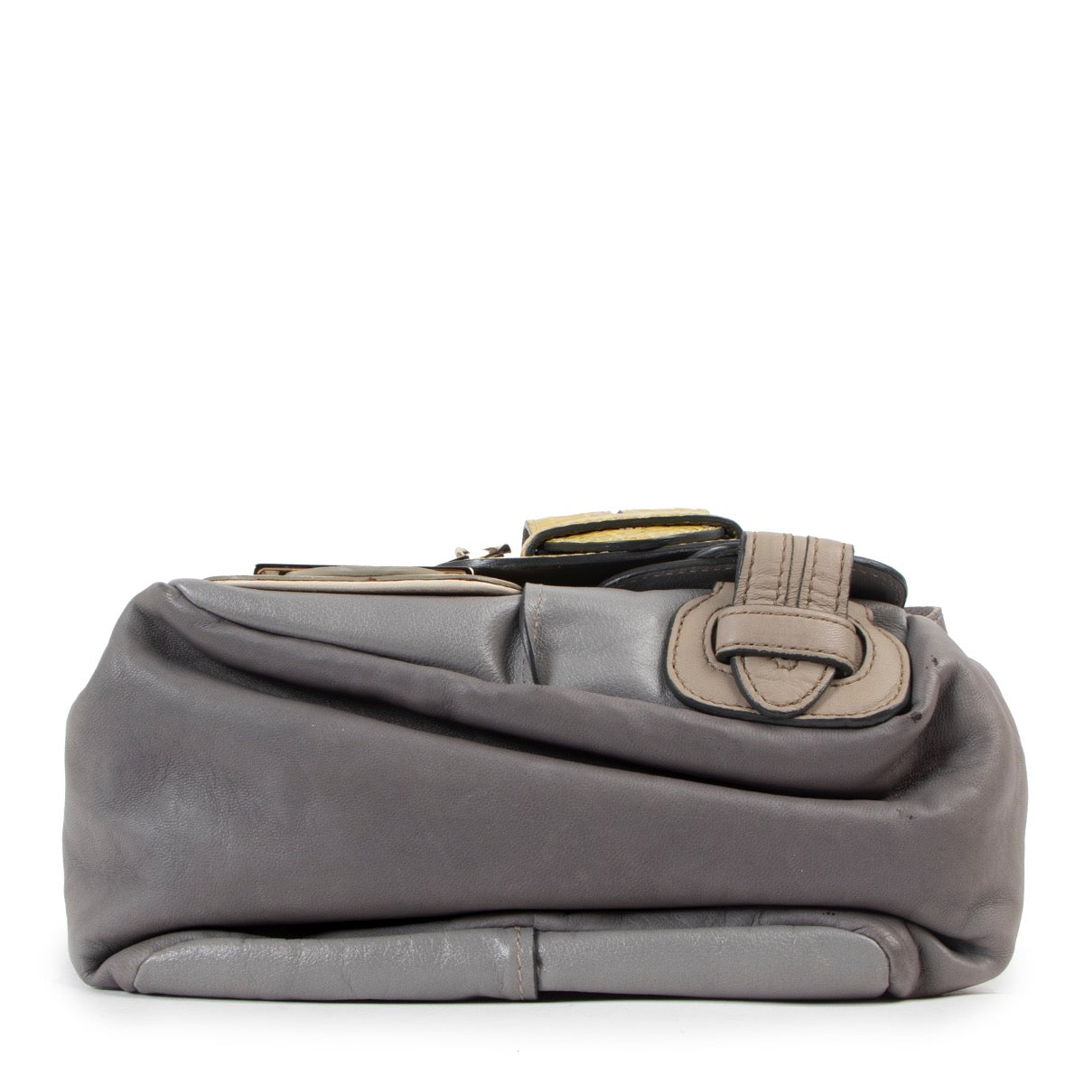Shop now for your pre-loved, 100% authentic Chloé Grey Embossed Buckle Strap Shoulder bag at Labellov in Antwerp
