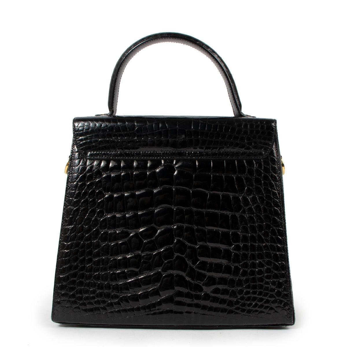 Ferragamo Black Alligator Medium Iconic Bag