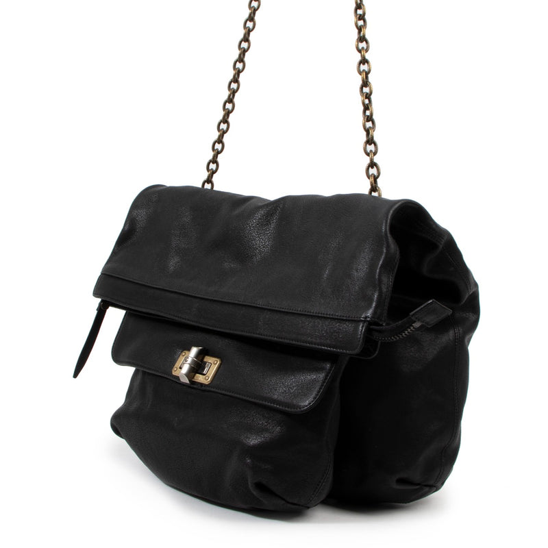 Lanvin Happy Black Leather Large Shoulder Bag