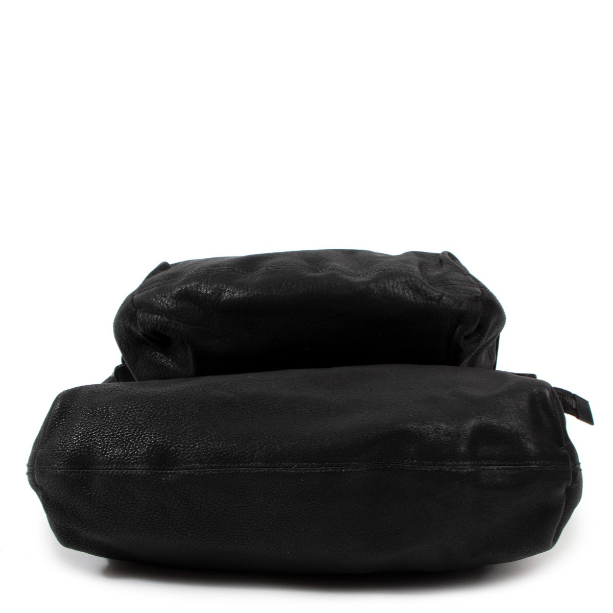 Lanvin Happy Black Leather Large Fold Over Bag