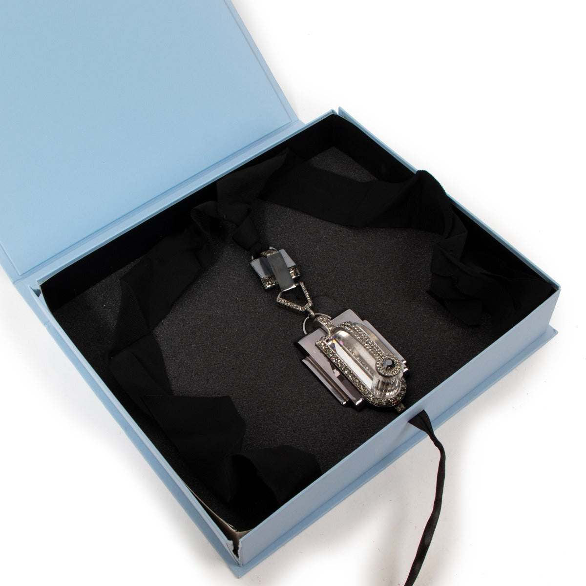 Lanvin Crystal Embellished Plexiglass Ribbon Necklace