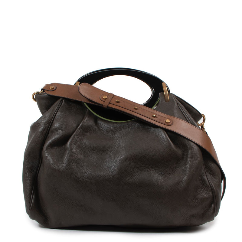 Buy an authentic second hand Marni Kaki Green Leather Top Handle in very good condition at labellov.com