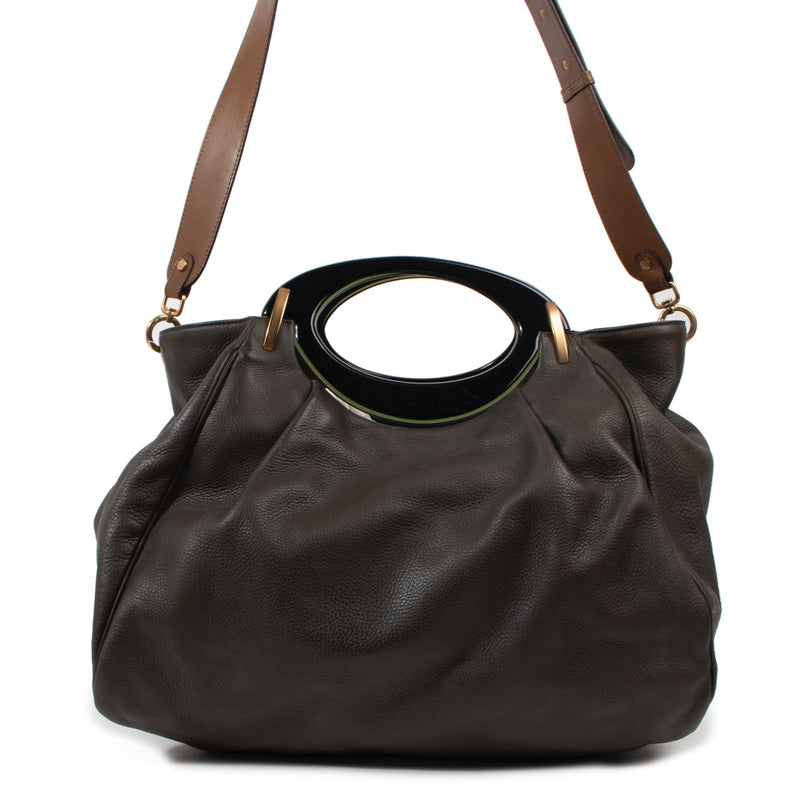 Buy an authentic second hand Marni Kaki Green Leather Top Handle in very good condition at labellov.com