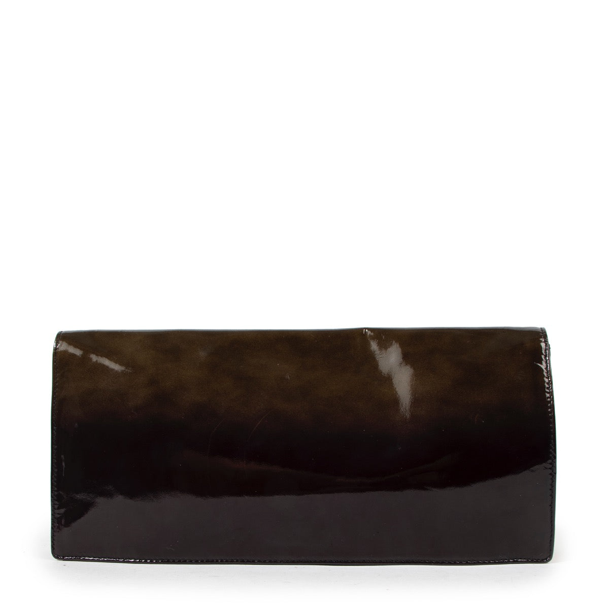 Shop safe online at Labellov in Antwerp this 100% authentic second hand Prada Ombre Green Patent Leather Clutch