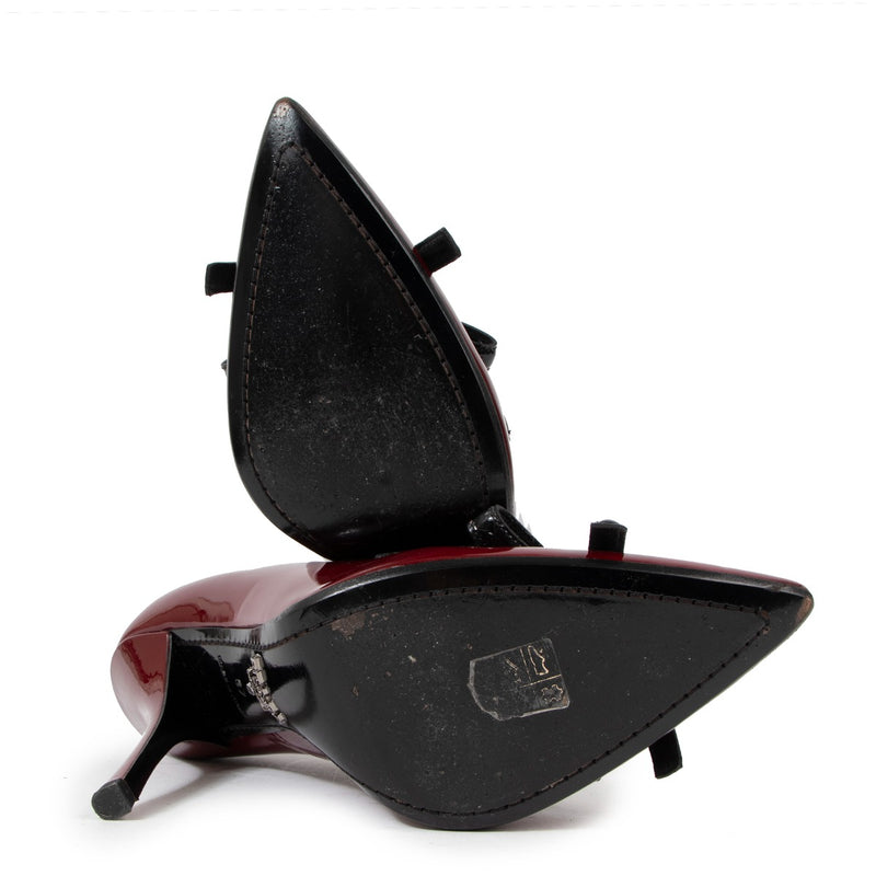 Prada Pumps Met Strik Van Bourgondisch Lakleer - Maat 37