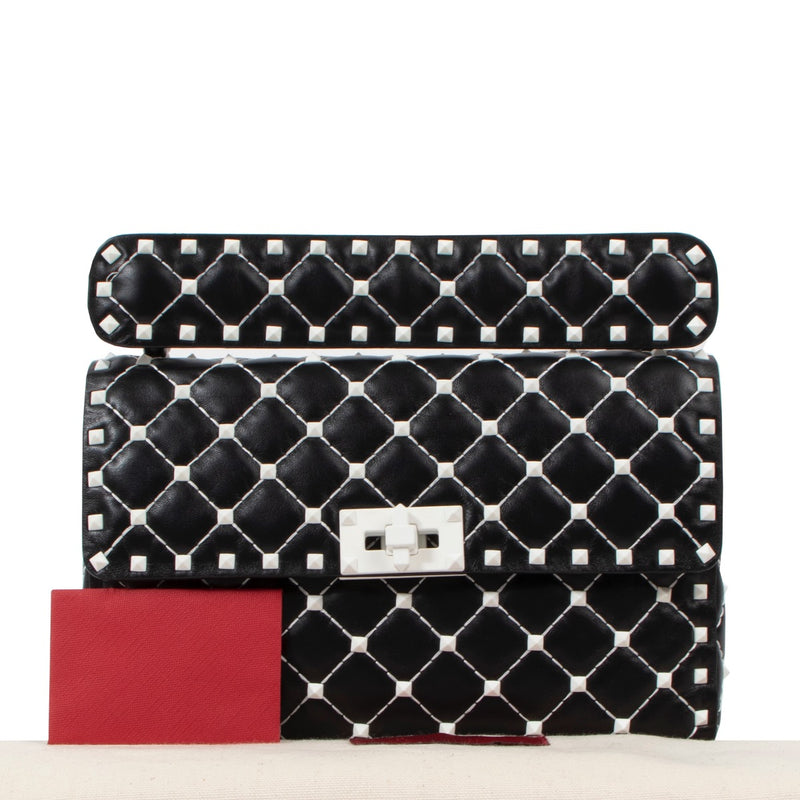 Buy an authentic second hand Valentino Garavani Rockstud Spike Black Leather Crossbody in very good condition at Labellov