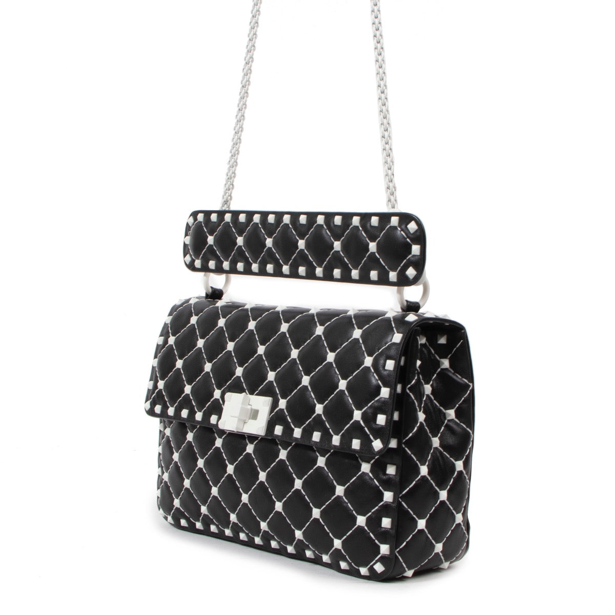 Buy an authentic second hand Valentino Garavani Rockstud Spike Black Leather Crossbody in very good condition at Labellov
