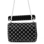Buy an authentic second hand Valentino Garavani Rockstud Spike Black Leather Crossbody in very good condition at Labellov
