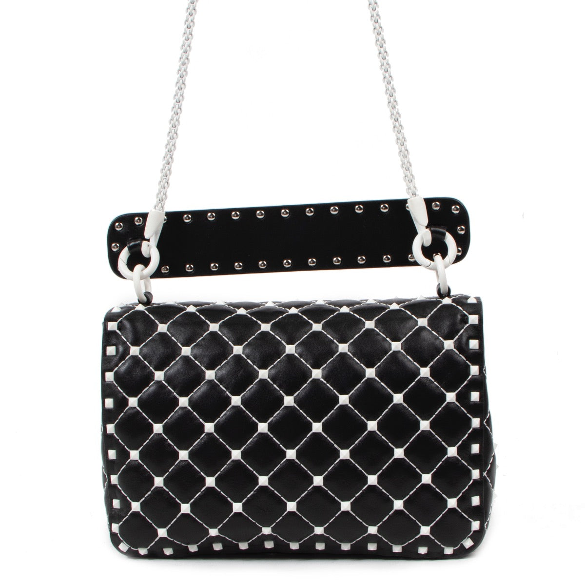 Buy an authentic second hand Valentino Garavani Rockstud Spike Black Leather Crossbody in very good condition at Labellov