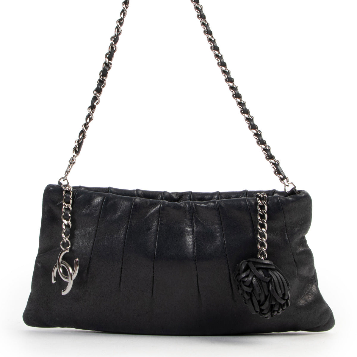 Sac bandoulière mini en cuir d'agneau noir Chanel