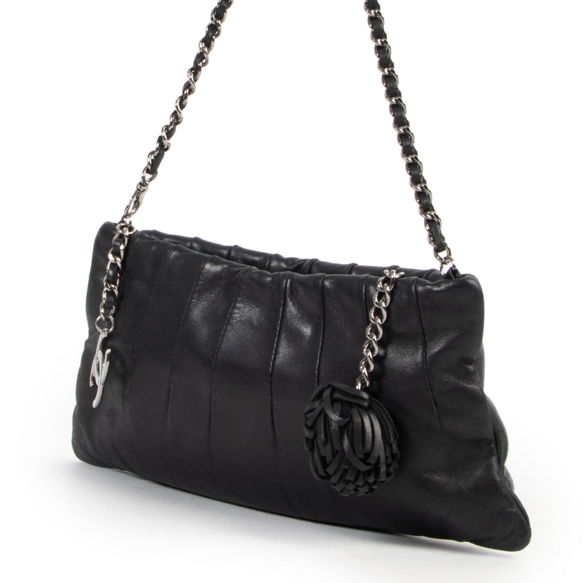 Sac bandoulière mini en cuir d'agneau noir Chanel