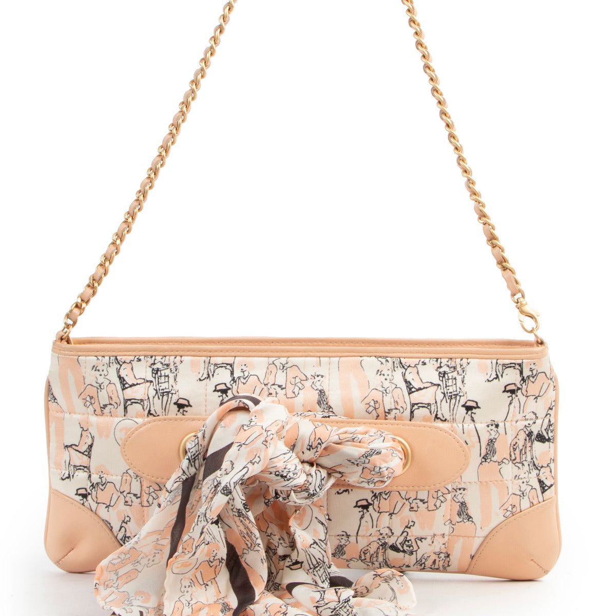 Chanel Peach Pink Coco Mademoiselle Scarf Shoulder Bag
