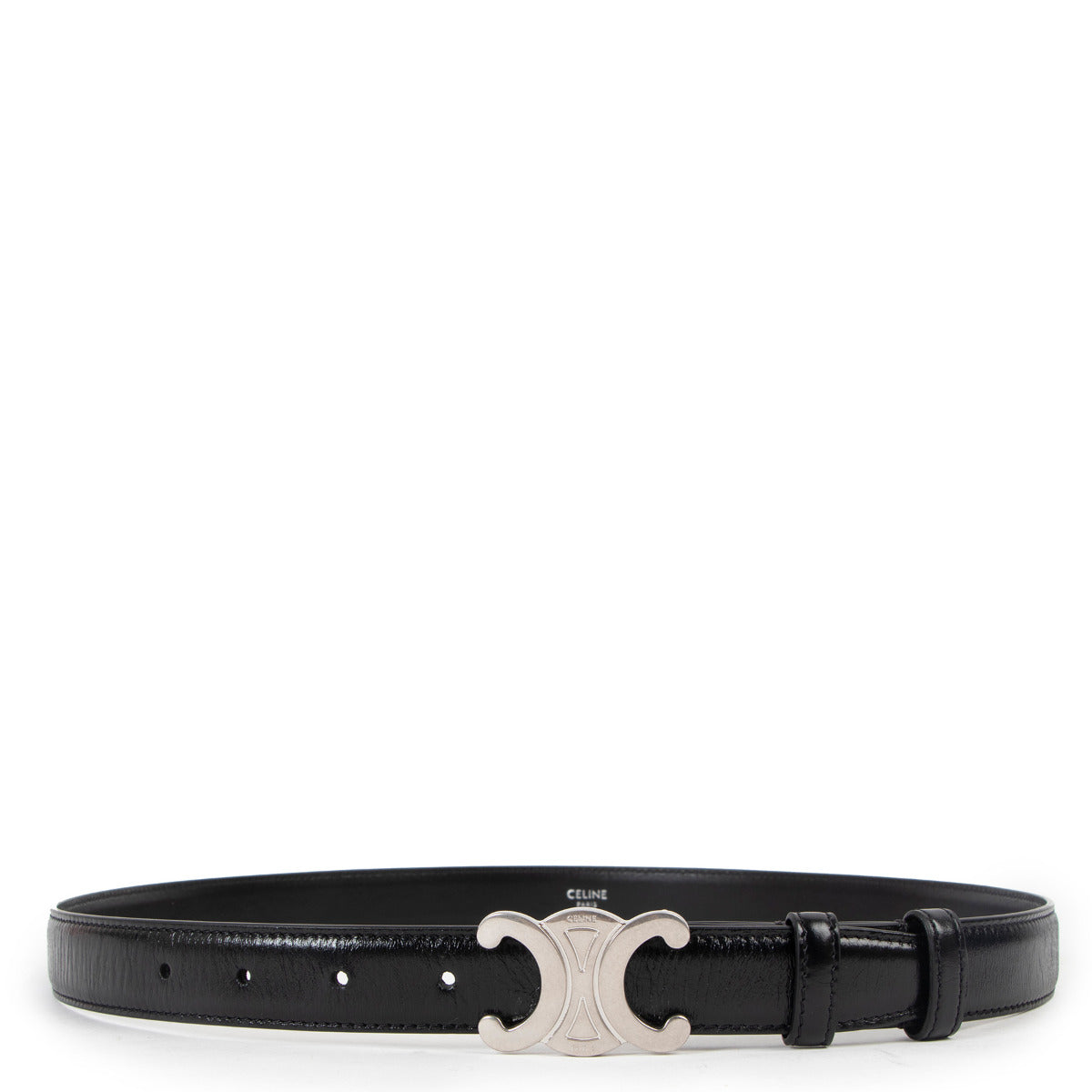 Celine Black Triomphe Belt for the best price at Labellov secondhand luxury
