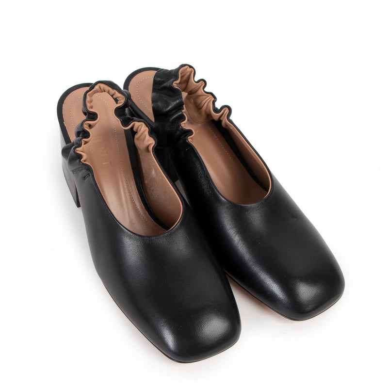 Marni Black Leather Slingback Pumps