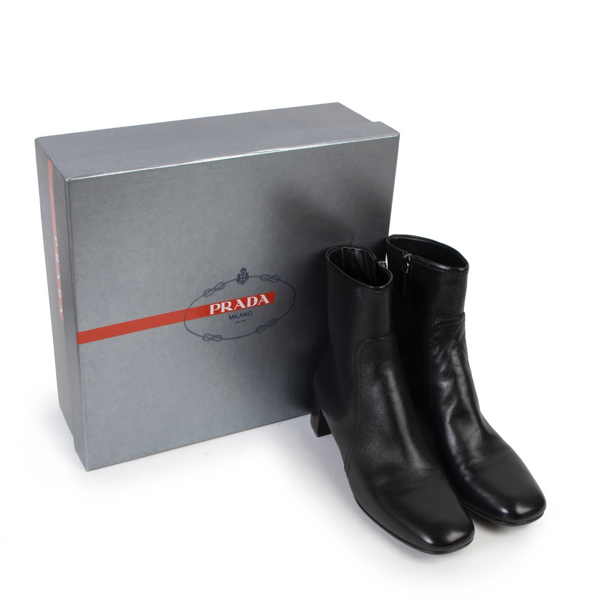Prada Linea Rossa Ore Black Nappa Leather Ankle Boots