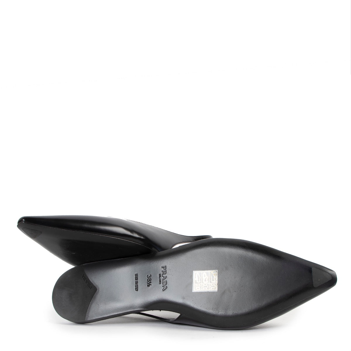 Prada Black Brushed Leather Slingback Spazzolato Nero Ballerinas - Size 38,5