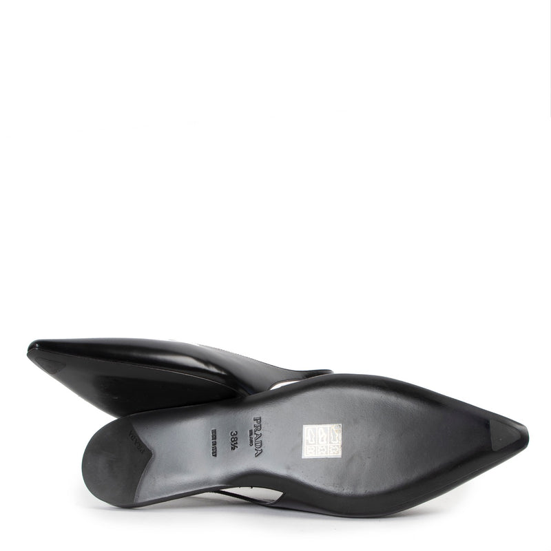 Prada Zwarte Slingback Ballerina's van Geborsteld Leer Spazzolato Nero - Maat 38,5