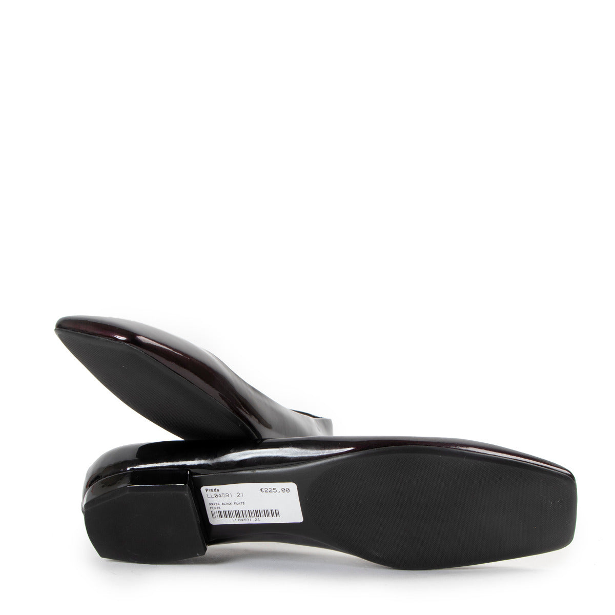 Prada Burgundy Patent Leather Square Toe Flats - Size 38