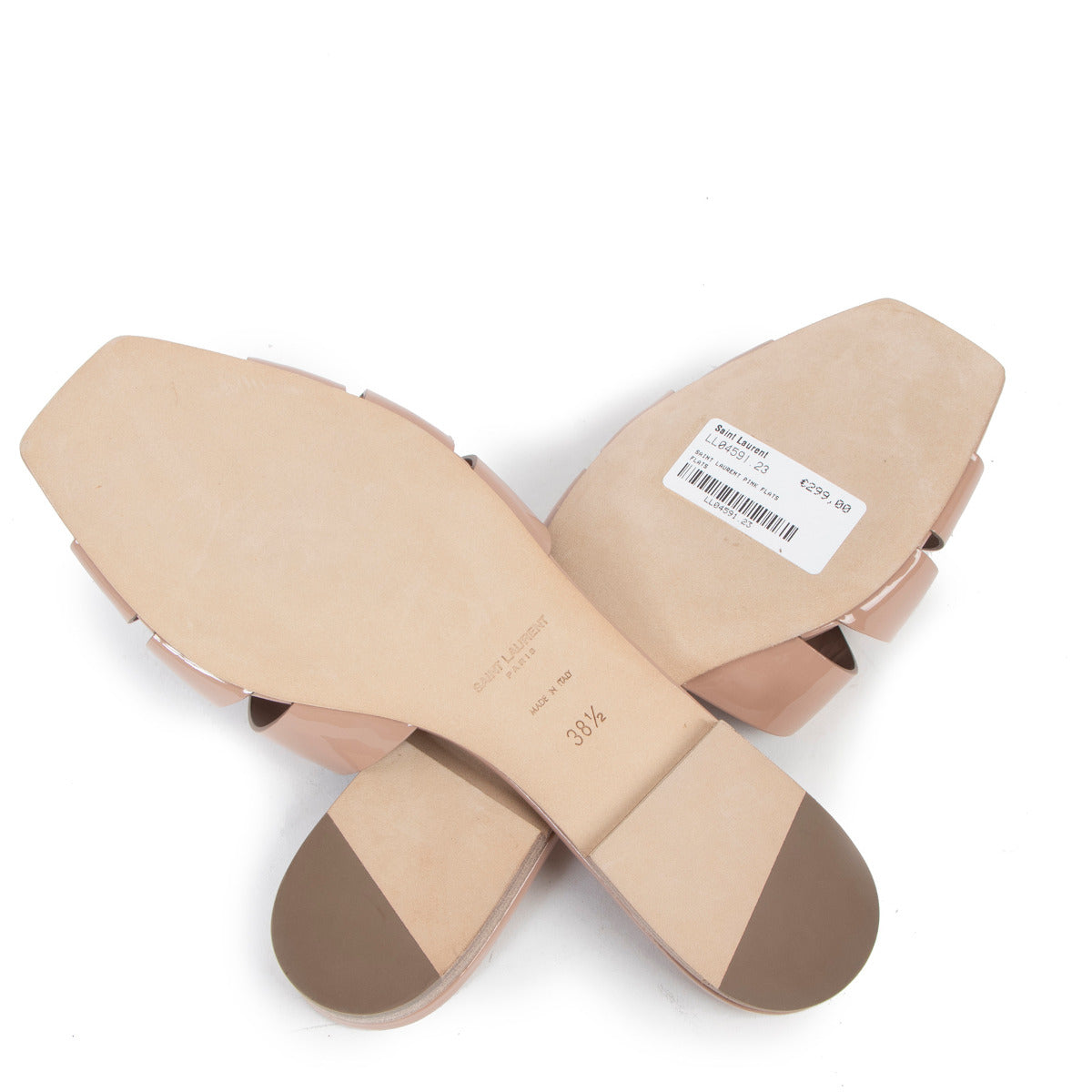 Saint Laurent Nude Patent Leather Tribute Flat Mules - Size 38,5
