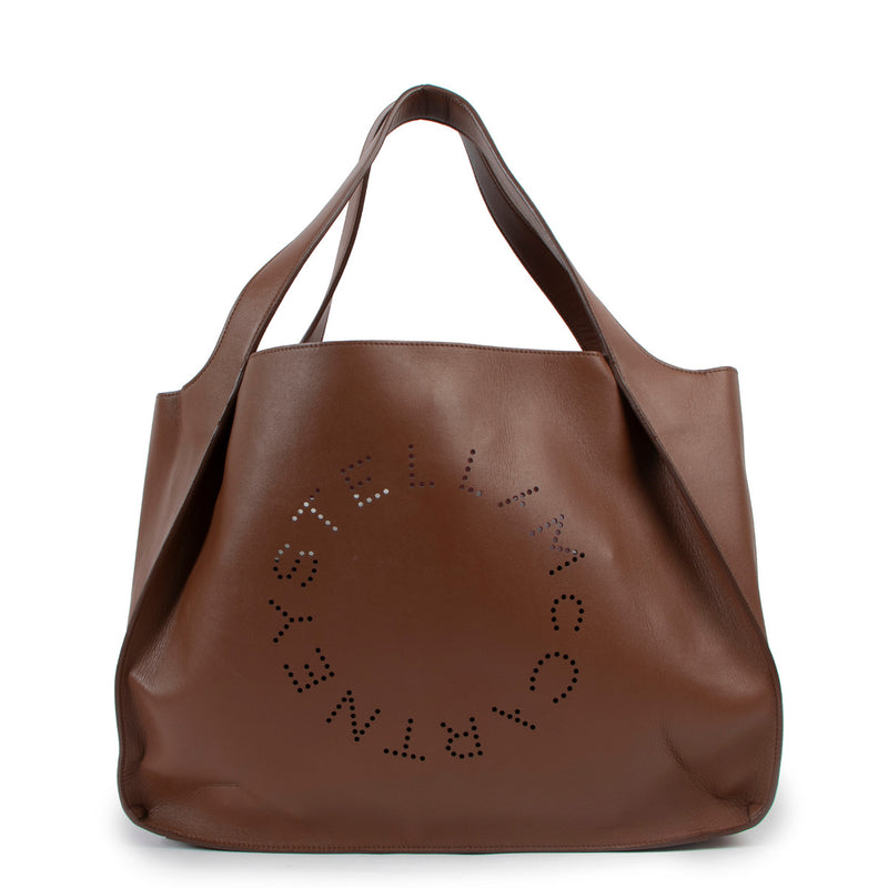 Stella McCartney Brown Leather Logo Tote Bag