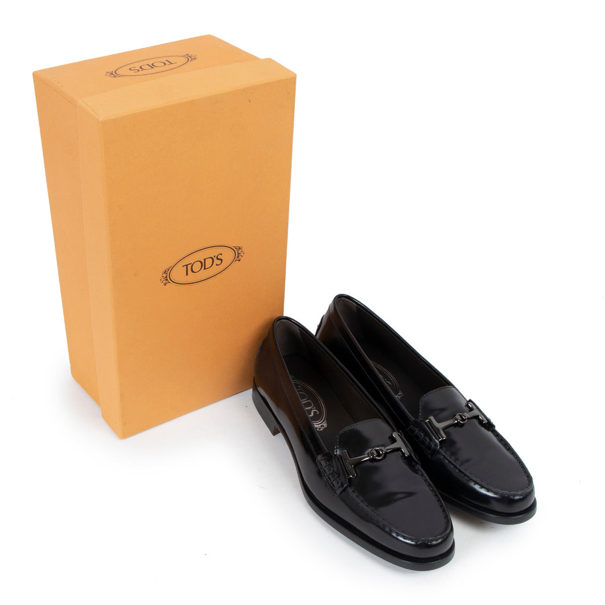 Tod's Brushed Leather T Horsebit Loafers - Size 38