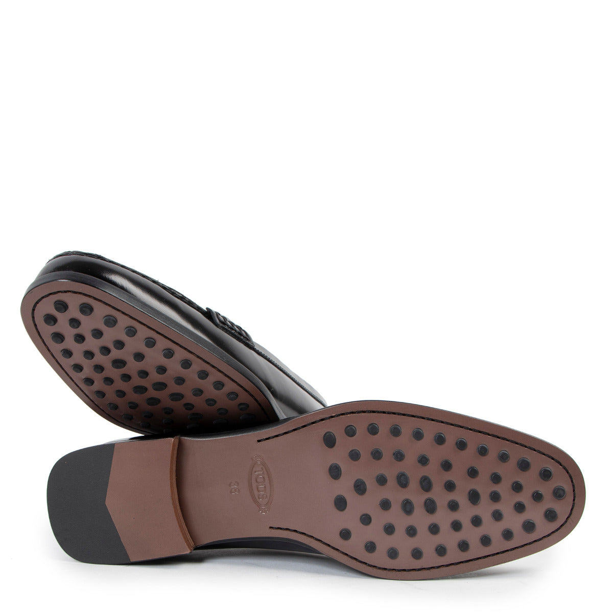 Tod's Brushed Leather T Horsebit Loafers - Size 38