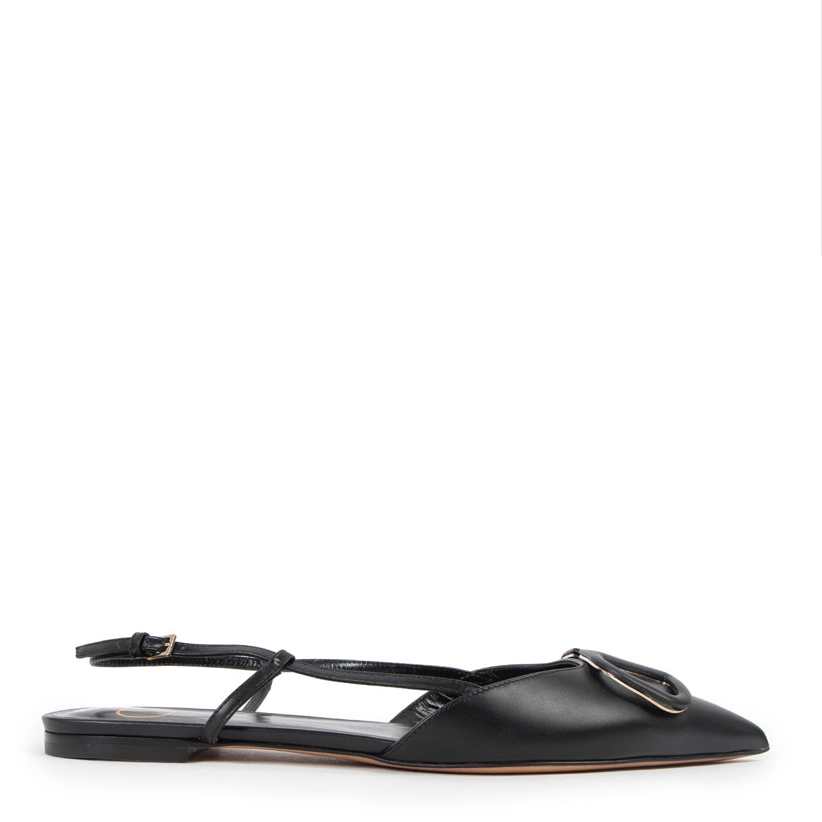Shop now for your pre-loved, 100% authenic Valentino Garavani Black Leather Vlogo Slingback Flats - Size 39 at Labellov in Antwerp