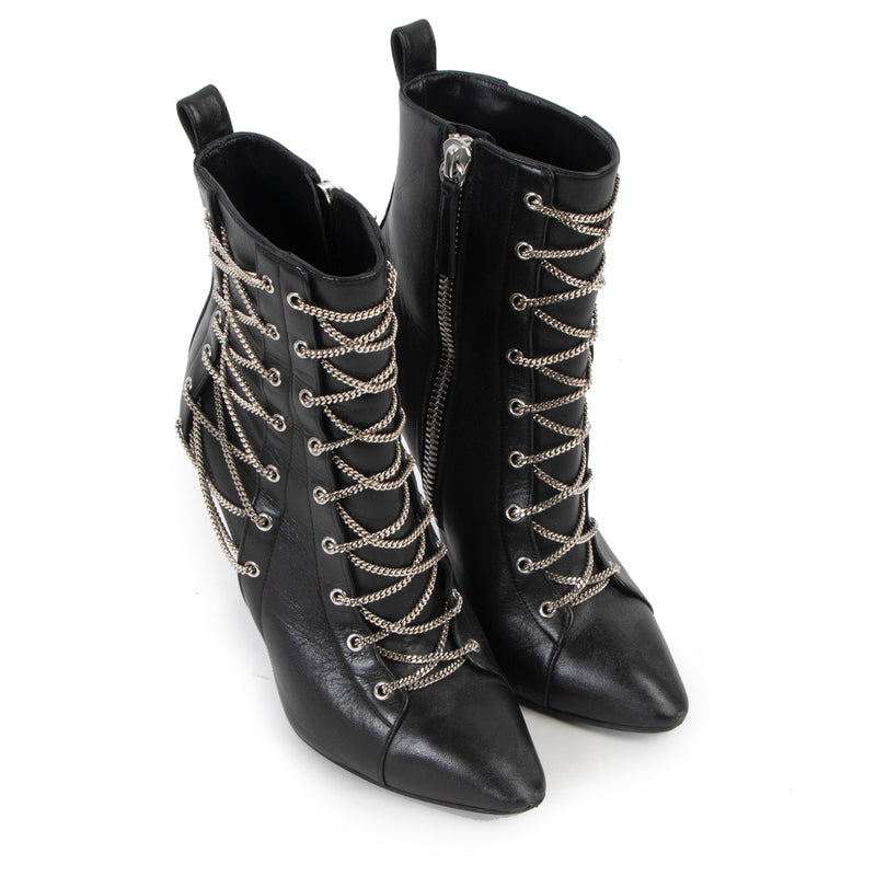 Buy an authentic second hand Guiseppe Zanotti Black/ Chained Boots - Size 37 in good condition at Labellov