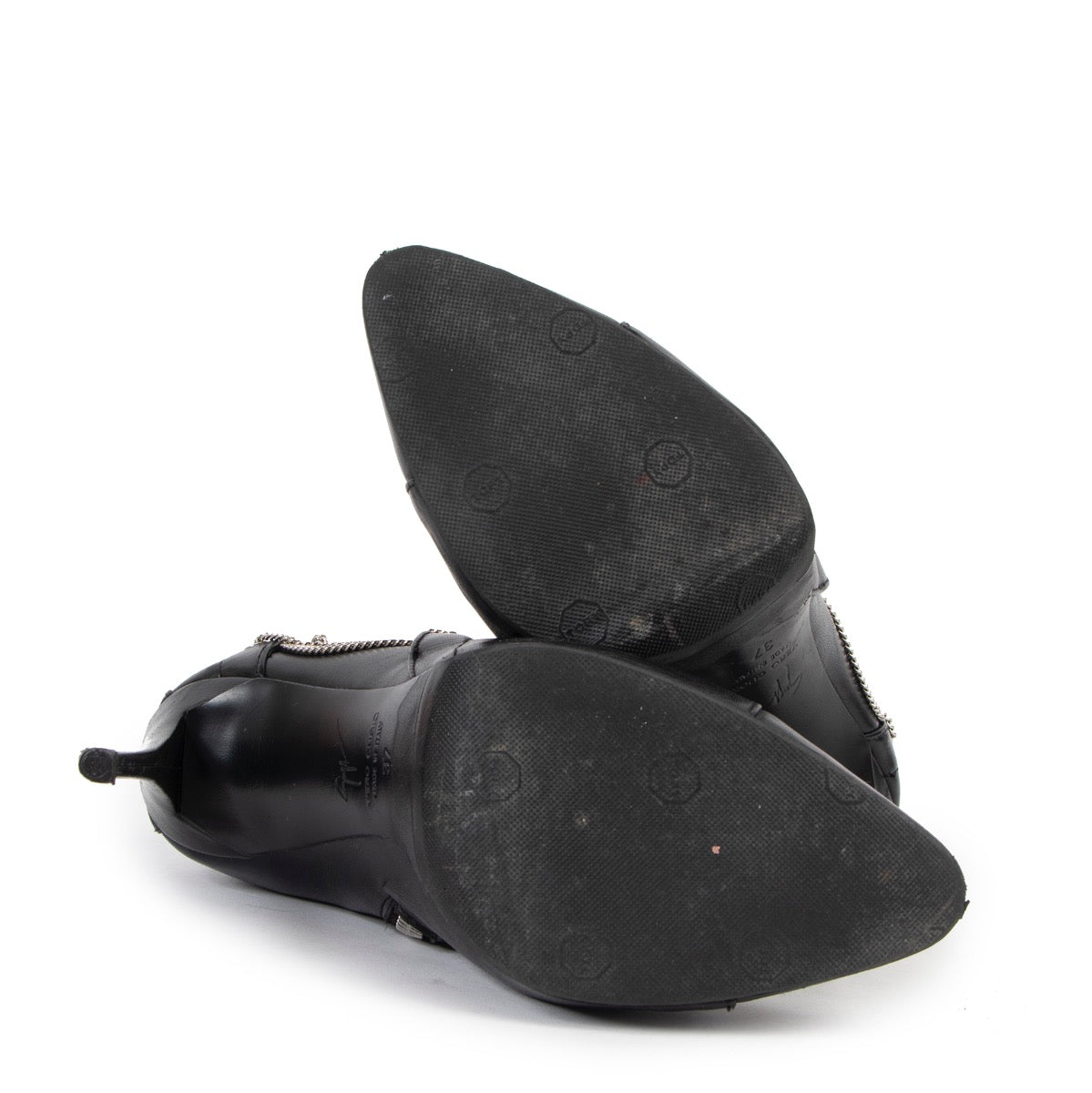 Buy an authentic second hand Guiseppe Zanotti Black/ Chained Boots - Size 37 in good condition at Labellov