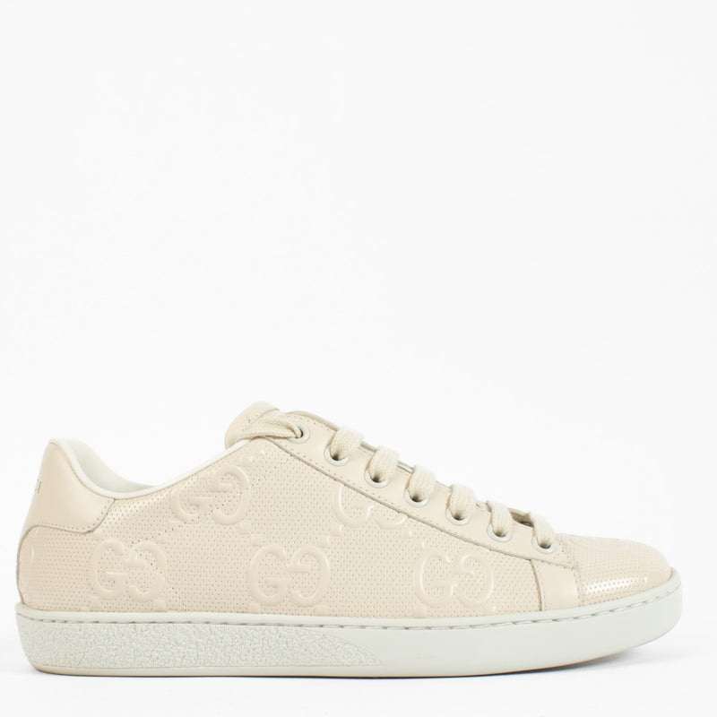 Gucci Beige Ace GG Sneakers met reliëf - Maat 37