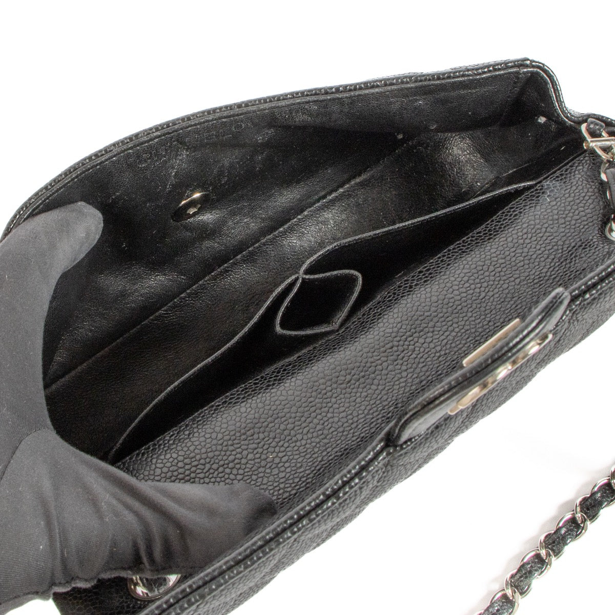 shop 100% authentic second hand Chanel Black Caviar Leather Small Classic Flap Bag on Labellov.com
